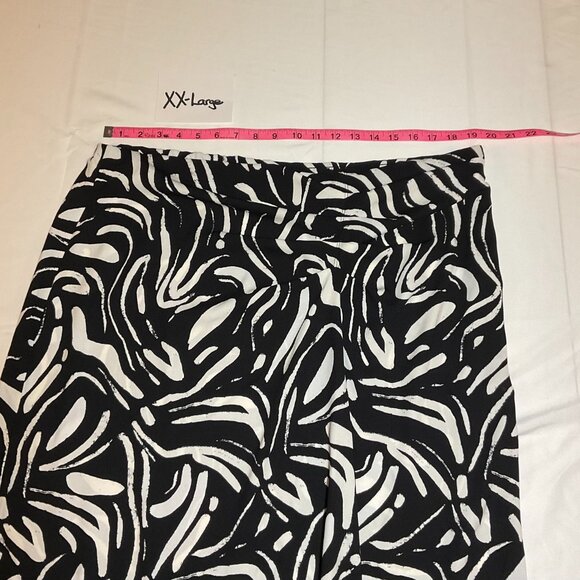 Nine West Women's Abstract Brush (black/cream) Side Ruched Midi Skirt NWT - Picture 7 of 9